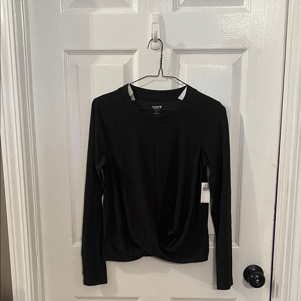 Old Navy Black Long Sleeve Twist Front Top